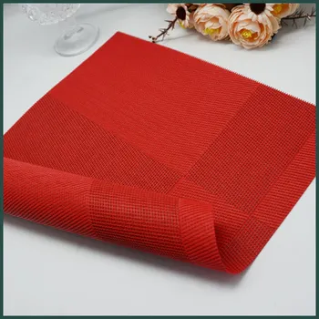 5 Pieces Woven Cotton Placemat, Anti-slip Heat Insulation Fabric Kitchen  Dining Table Mats(red) (d-583-a)