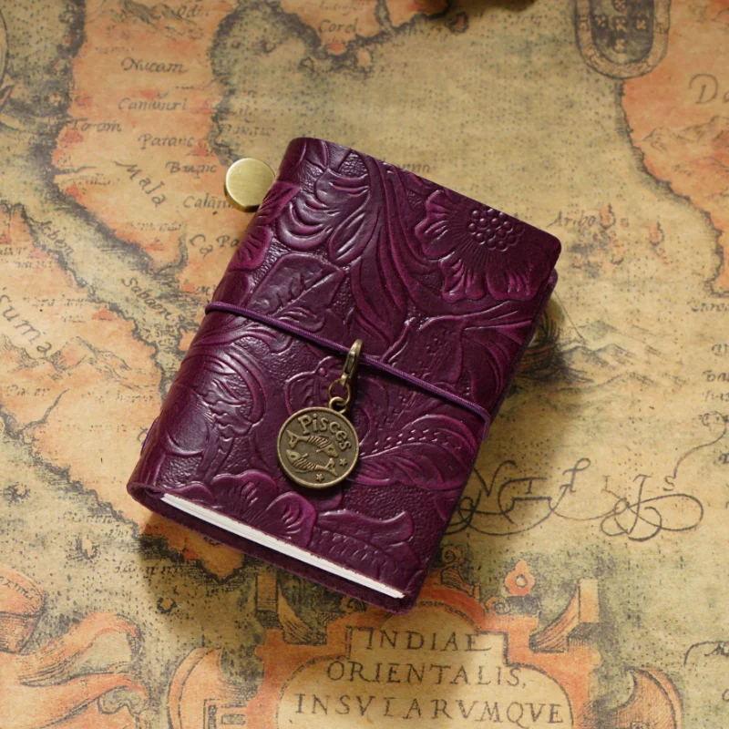 Mini Hand Ledger Cute Small Leather Notebook Portable Exquisite Gifts Diary Book for Friend