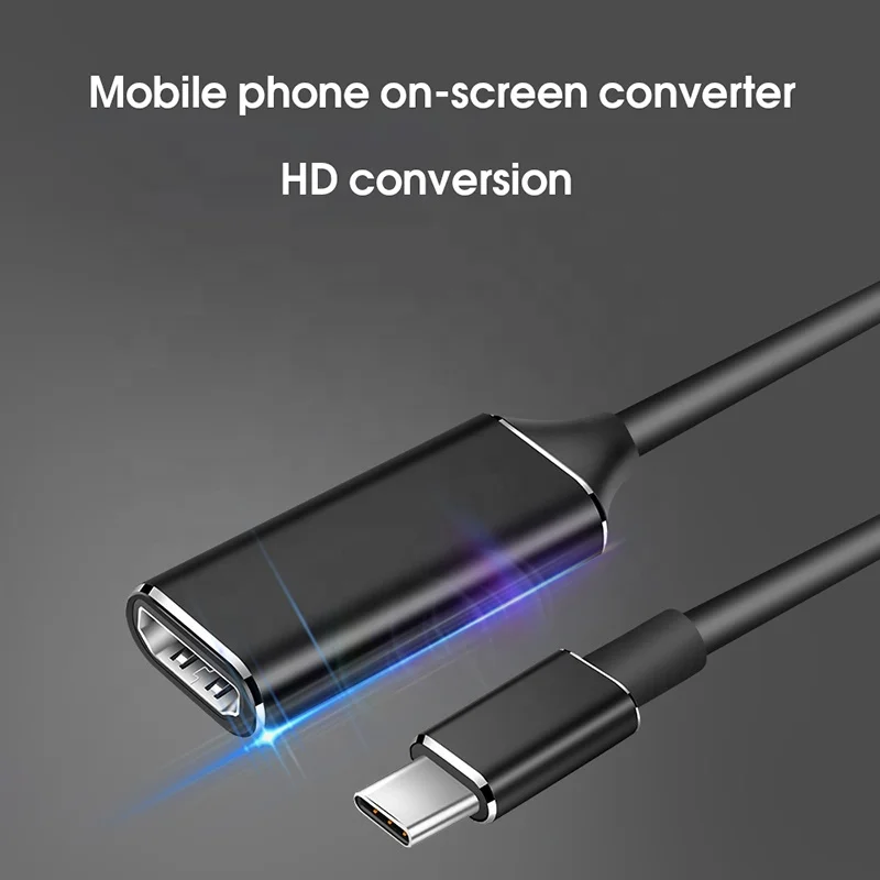 Adaptador de aluminio tipo C a HDMI para teléfono móvil Android, adaptador de tipo C a HDMI 4K 30Hz para TV