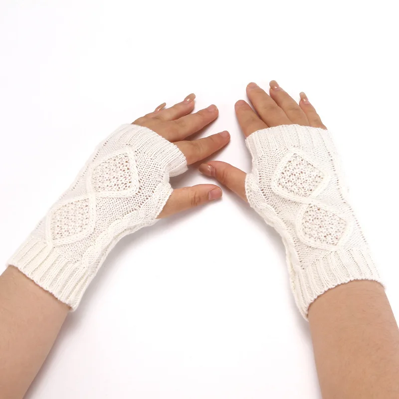 Вязаные крючком рукавицы без пальцев для рук и запястья женские зимние перчатки унисекс