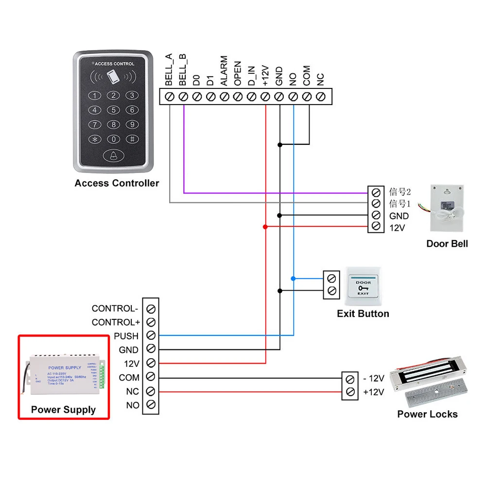 Stand Alone Access Control System Kit 180kg Electric Magnetic Lock 12v ...