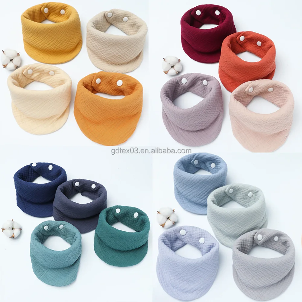 Custom Organic Muslin Baby Bibs Adjustable Button Wholesale Custom