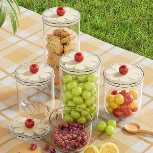 Household Kitchen Storage Jar Round Transparent Sealed Crisper for Grains Snacks Dried Fruit Made of Plastic PET