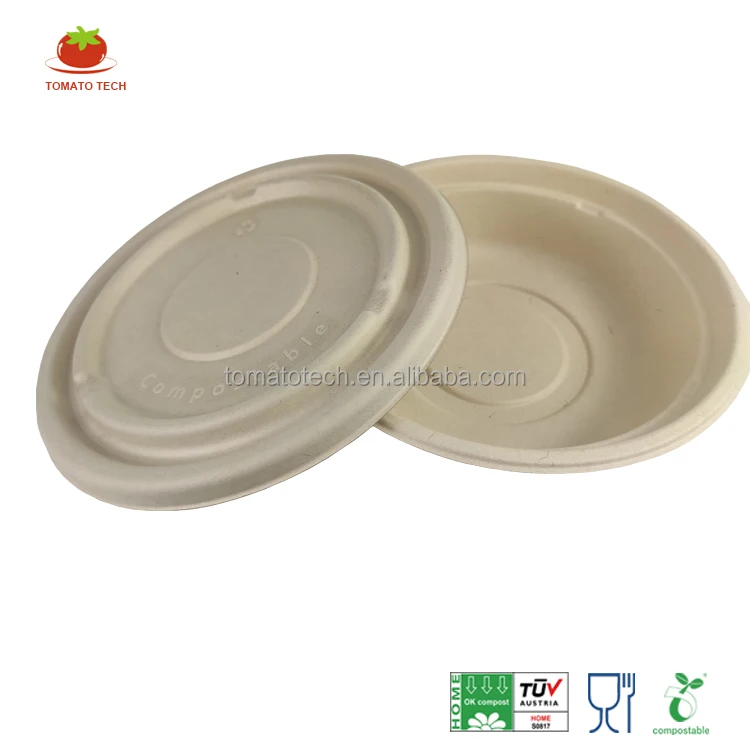Takeout Compostable 800ml Disposable Bagasse Bamboo Pulp Fiber Round ...