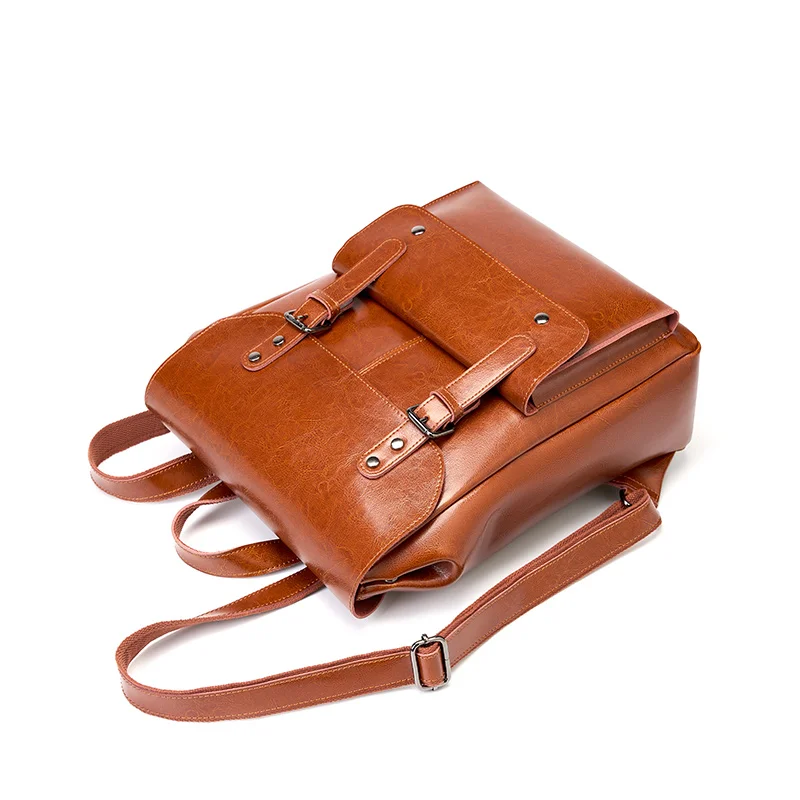 Hot Selling Leather Back Pack England British Style Design School Bag Factory Custom Leather Backpack for Girls