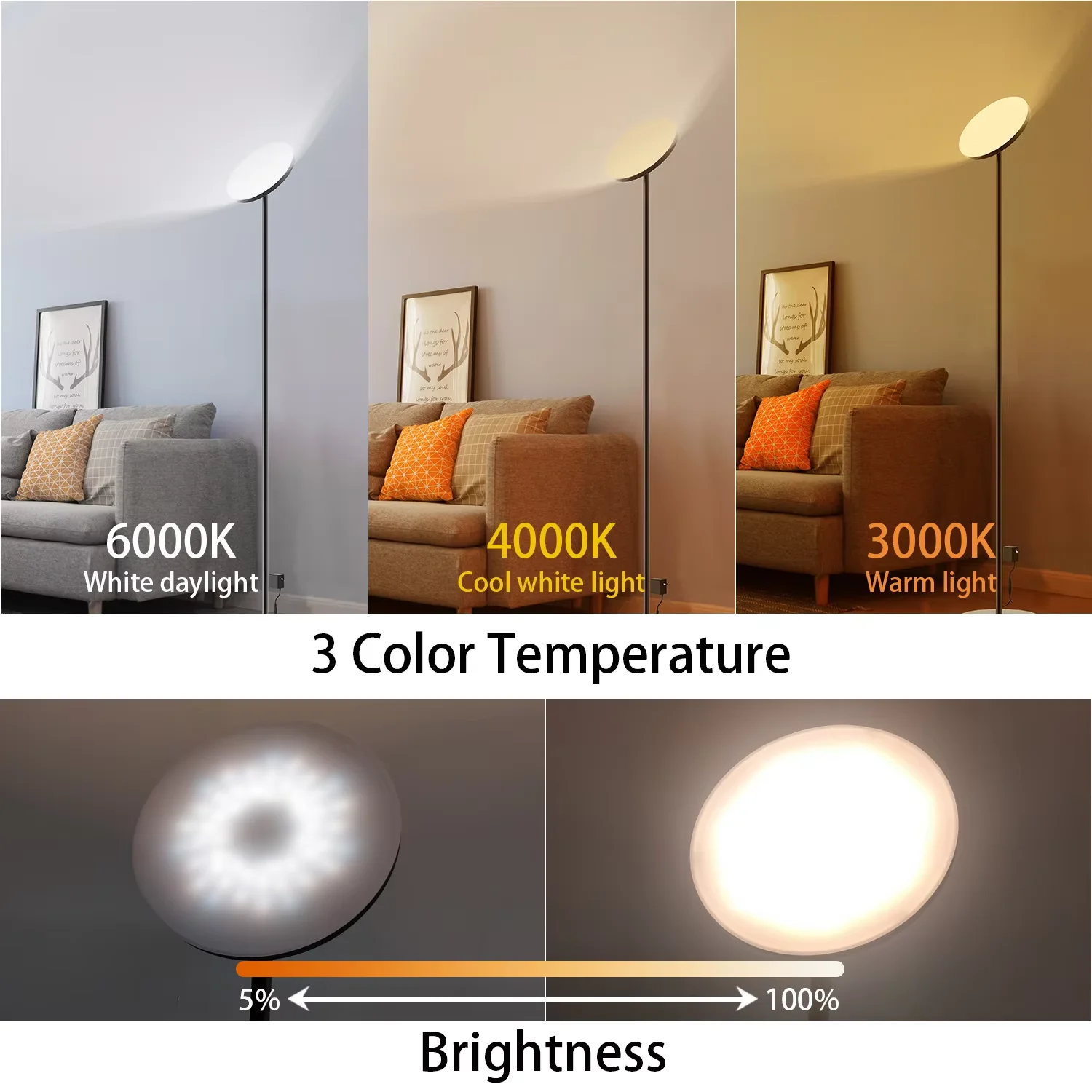 Modern Hotel Led Bedside Floor Lamp69Inch High Standing Lamp Glass Shade Switch Led Floor Lamp Bedroom Living Room