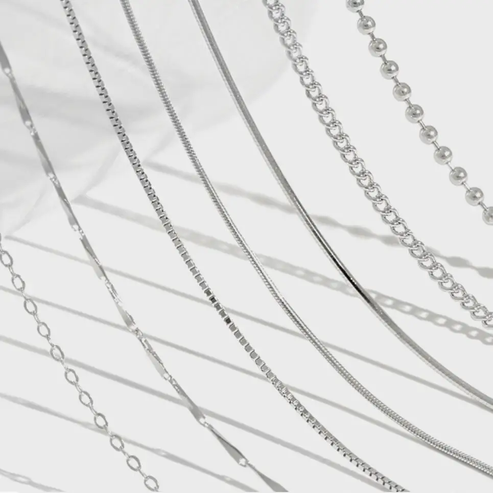 925 Sterling Silver,Curb Chain Necklace,Rhodium Plated,Wholesale,Nickle Lead Fre 