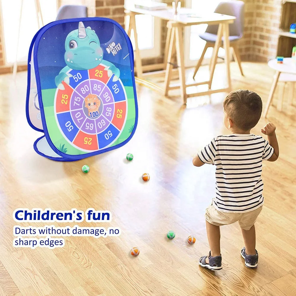 5 in 1 Bean Bag Toss Game Board Outdoor Ring Tossing Toy Dart Board Target Sticky Ball Throwing Sport Toy Indoor Tictactoe Game