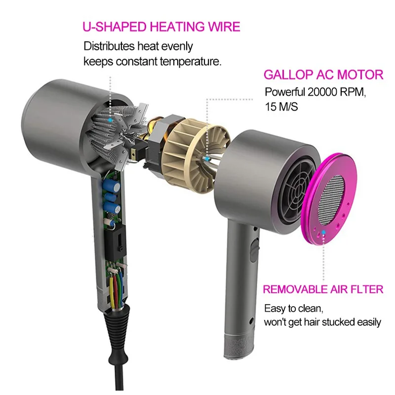 
 2000 Вт ионный фен для волос с молотком постоянной температуры, Профессиональные Фены для волос  