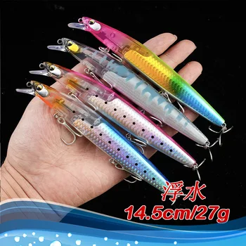 Cheery 14.5cm 27g 10color Floating Minnow Flash Scales Fishing Hard Lure Bait – Minnow – view 3