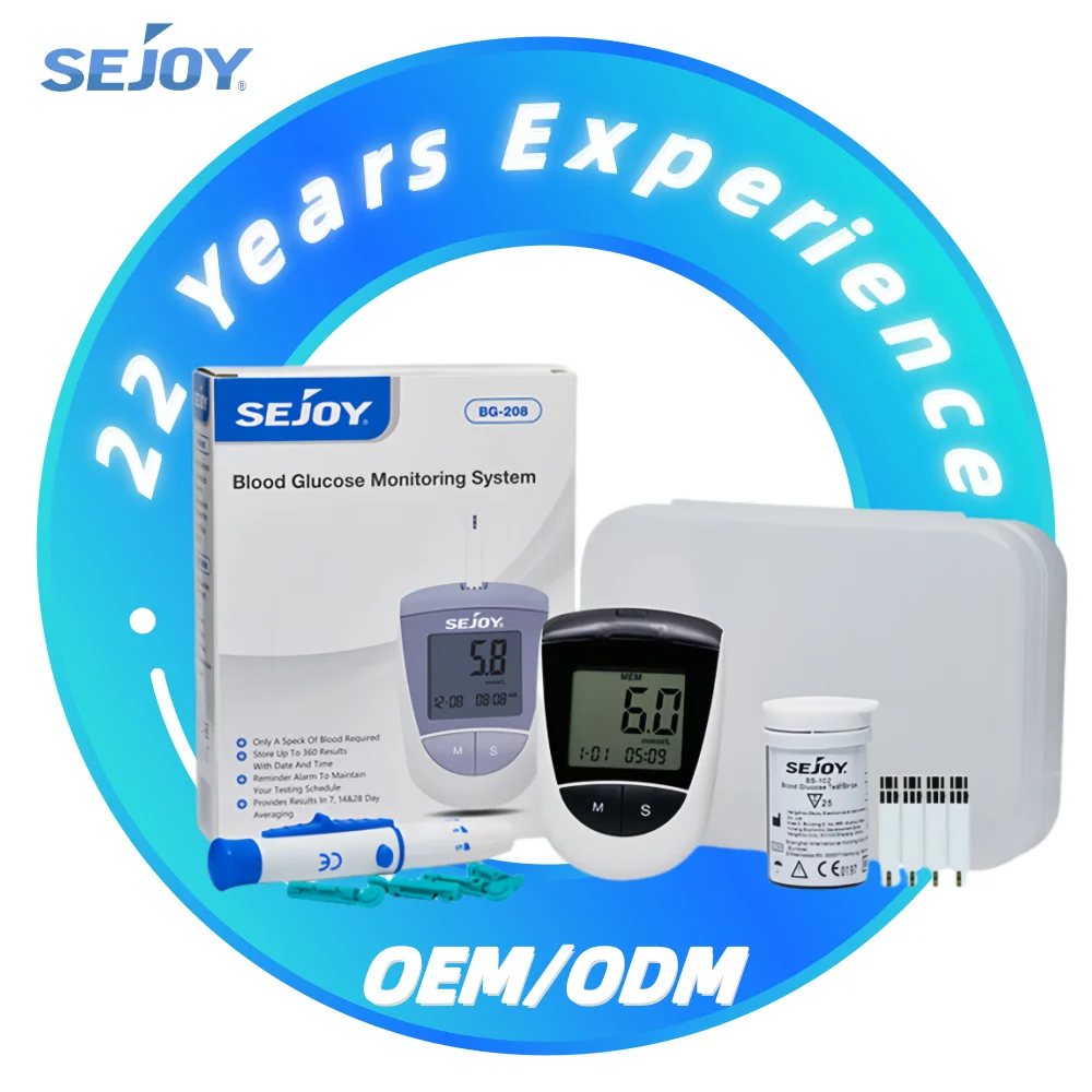 Sejoy New Blood Sugar test Machine Prices Diabetic Travel case Code Free Glucometer