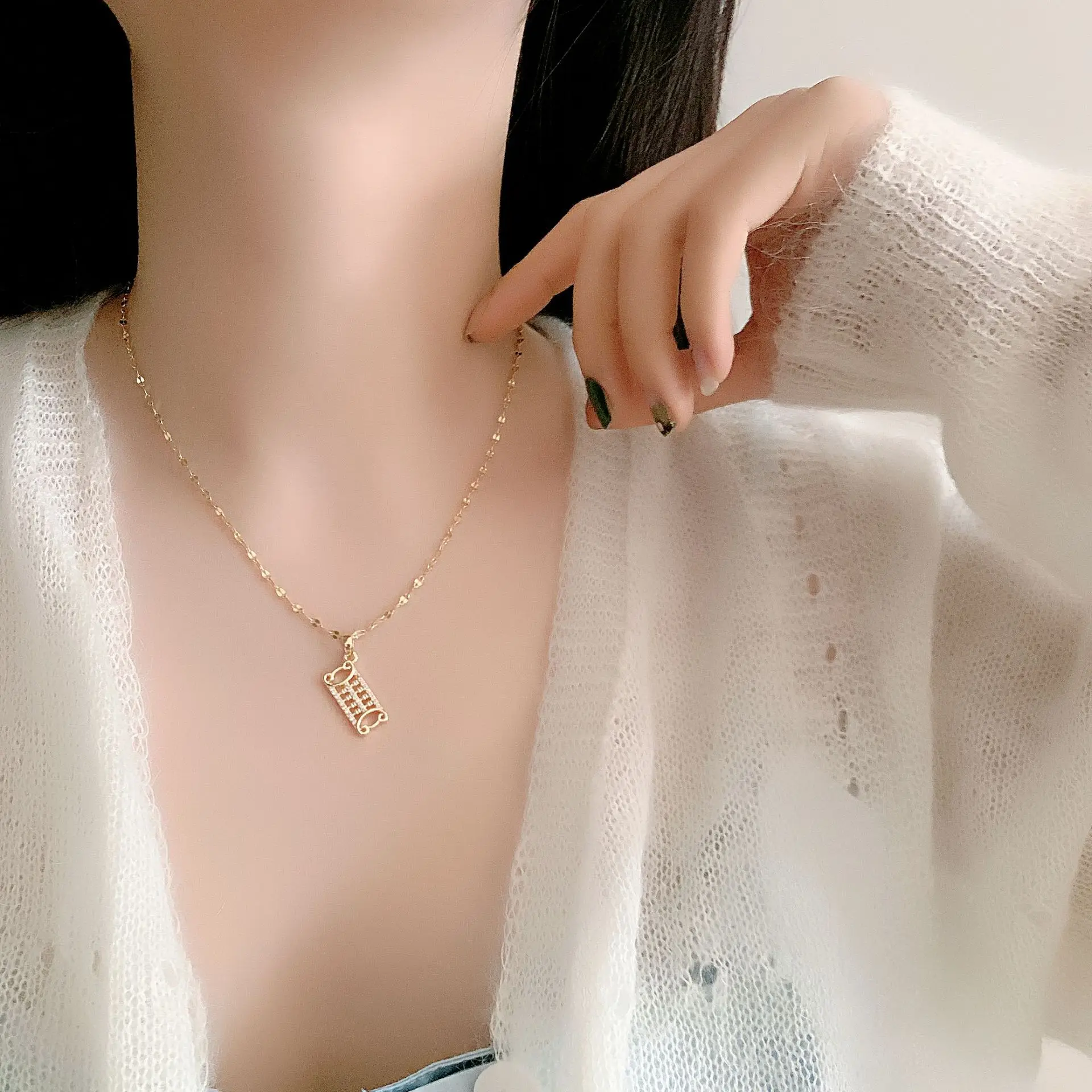 Flybloom Hollow Bee Fish Bone Shape Pendant Necklace Clavicle Chain Charm Accessories For Women,Gold Color