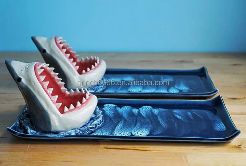 Piatti Sushi Piatto Sushi A Forma Di Squalo - Ceramica Blu, Design Funzionale Piatti Per Sushi - 10