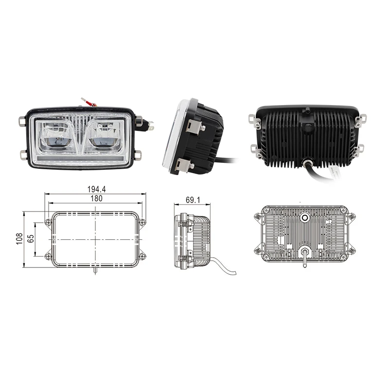 ECE R149 John Dee-re Tractor 3 X 5'' Aluminum LED Headlamp with High 6000K Low Beam New Condition Includes Parking Light