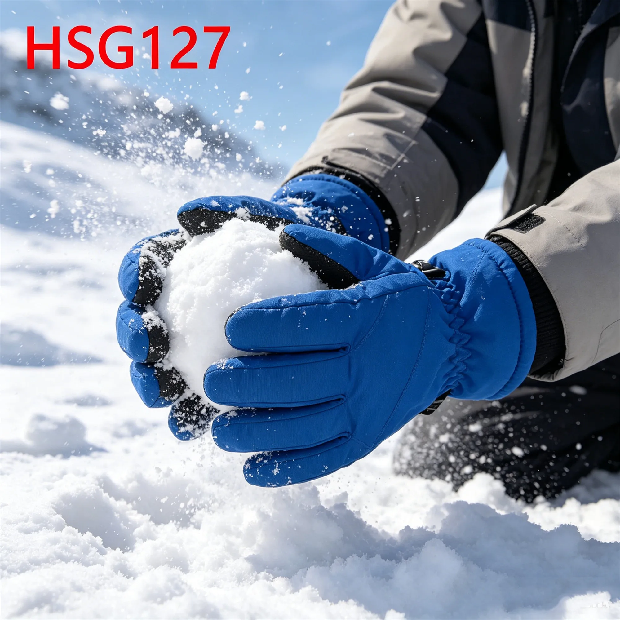 ZYF,Shoveling Snow  High-density Wind Proof Fabric Blue Ski Gloves Professional Mountain Guides Hua Singh Winter Gloves HSG127