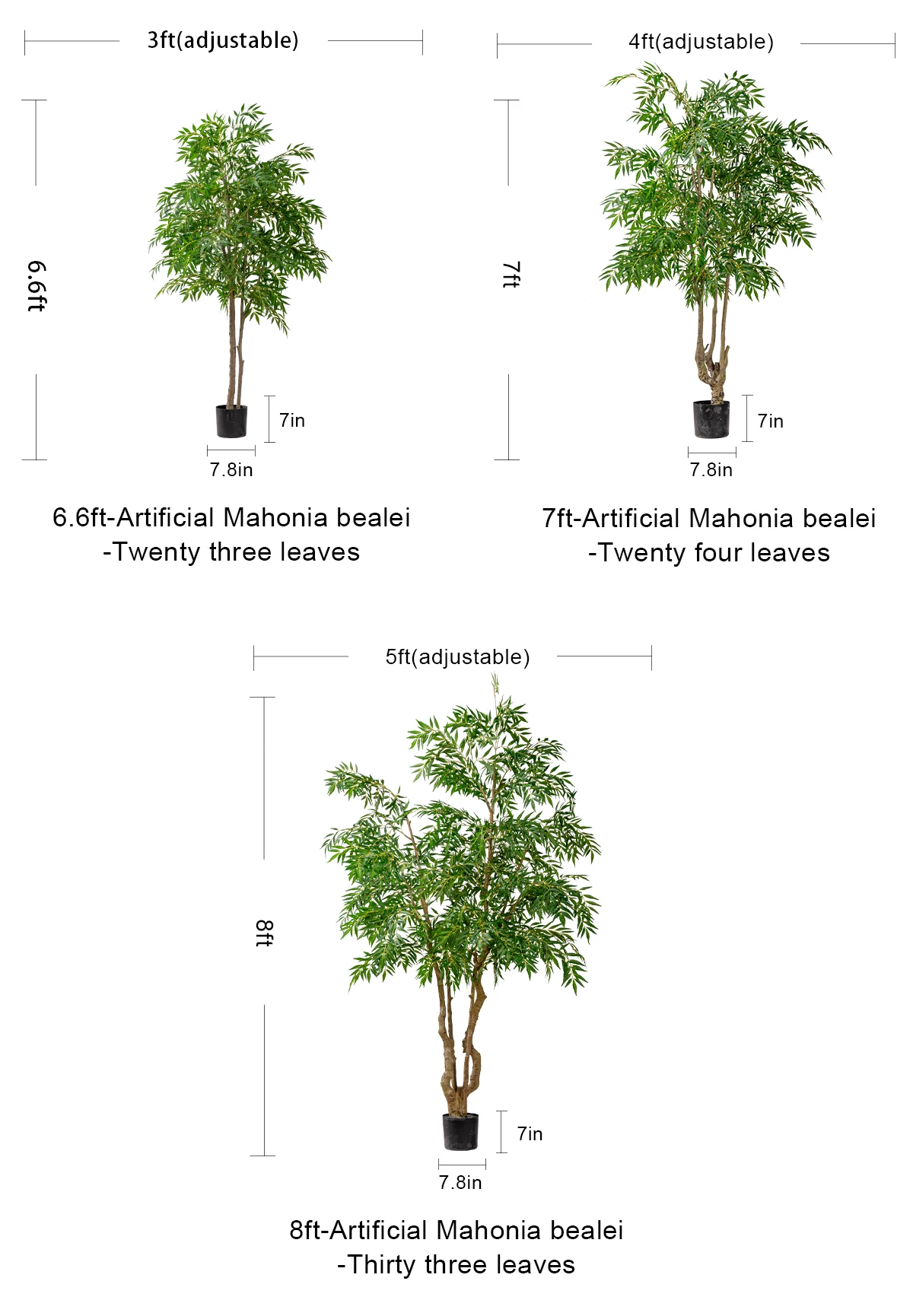 Factory Wholesale Artificial Plants Multi-sizes Home Office Decor Tall Real Touch Faked Plant in Pot Realistic Artificial Trees details