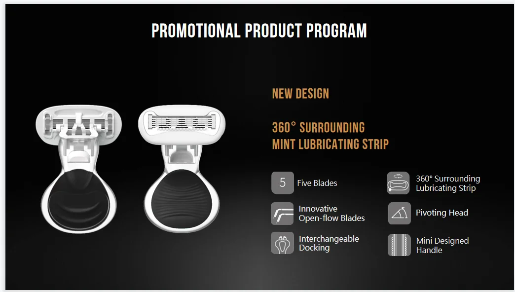 Five Blades Replaceable Shaving Openflow Razors With Surrounding