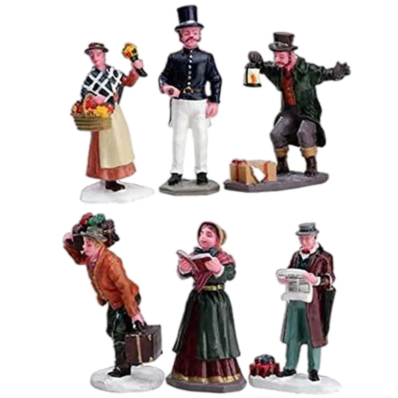 product custom christmas party decoration resin lemax village carolers figurine vintage holiday musician ornament for home and events-3
