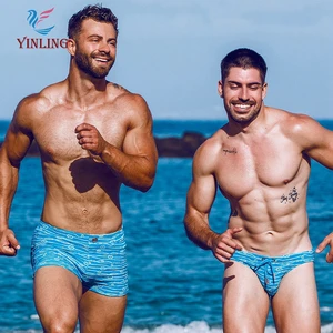 Men's Quick Dry Board Shorts New Style Beach Shorts With Custom Logo Print Fabric Swim Trunks