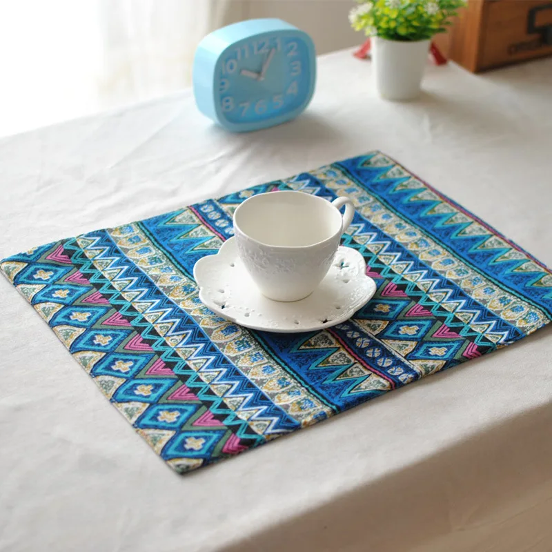 Chinese Style Cotton Linen Blue And White Porcelain Tablecloth