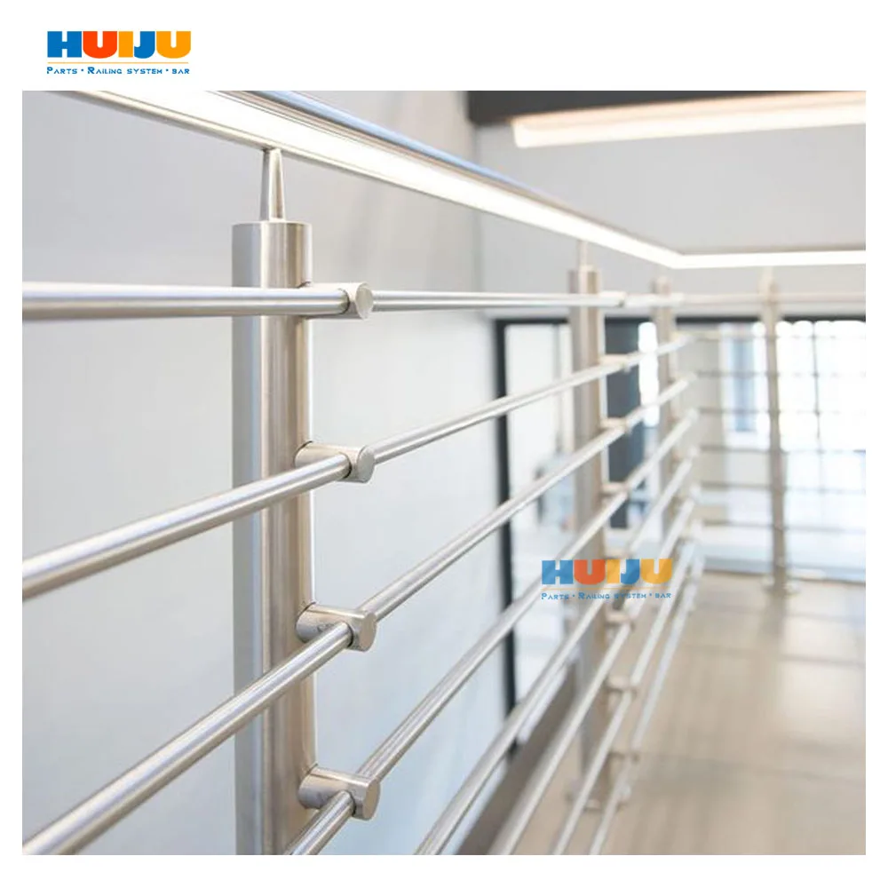 HJ Decking Balustrade Kit Pipe Baluster Stainless Steel Tube Handrail Crossbar Railing Posts Floor Side Mount 36" Solid Rod