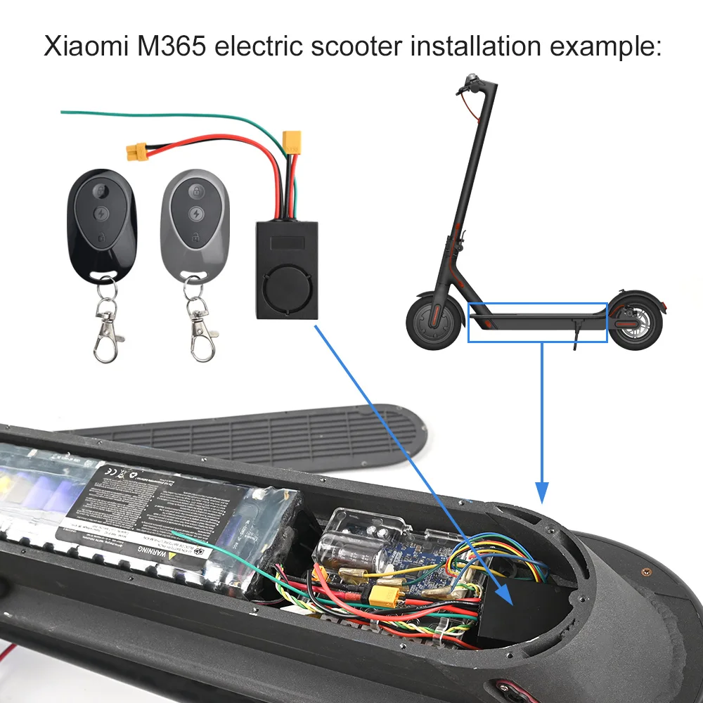 Superbsail Anti-Theft Alarm Lock Set for Xiaomi M365 Scooter Parts Electric  Scooter Remote Control Bell Remote Control Warning