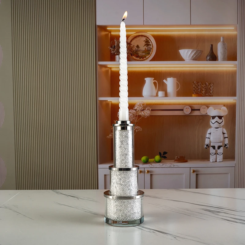 product contains broken diamonds three layer cake shape birthday home art wedding decoration crystal candlestick-7