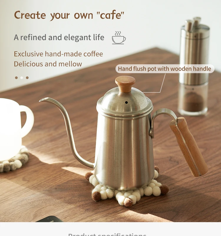 Siyue Black 650ml Kitchen Barista Tools Stainless Steel Coffee Pot