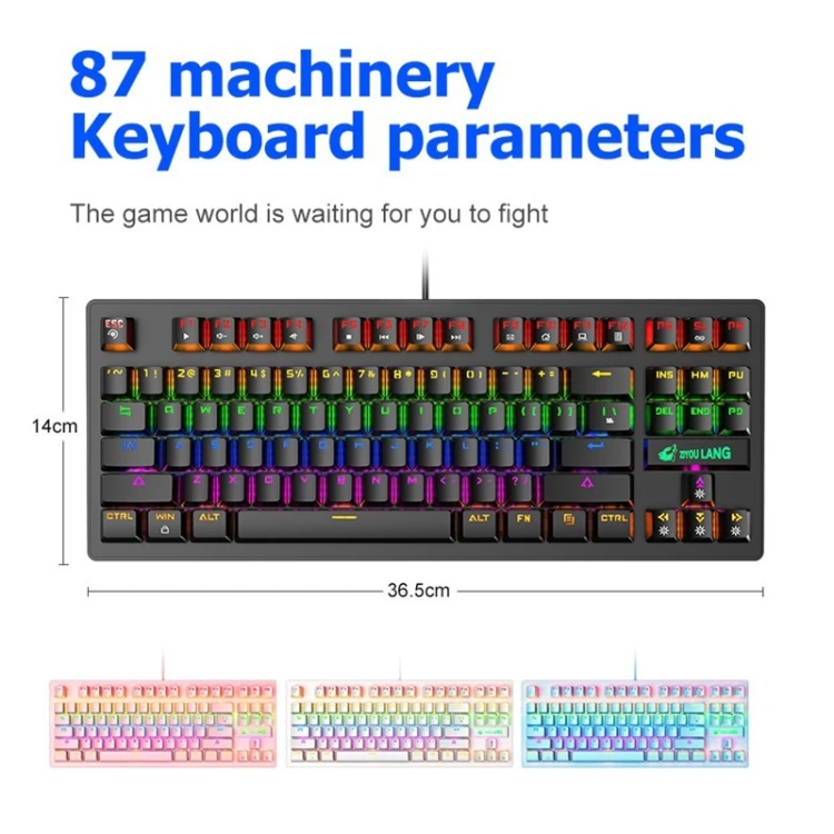 K2 セット ZIYOULANG K2 87 Keys Office Laptop Punk Glowing Keyboard