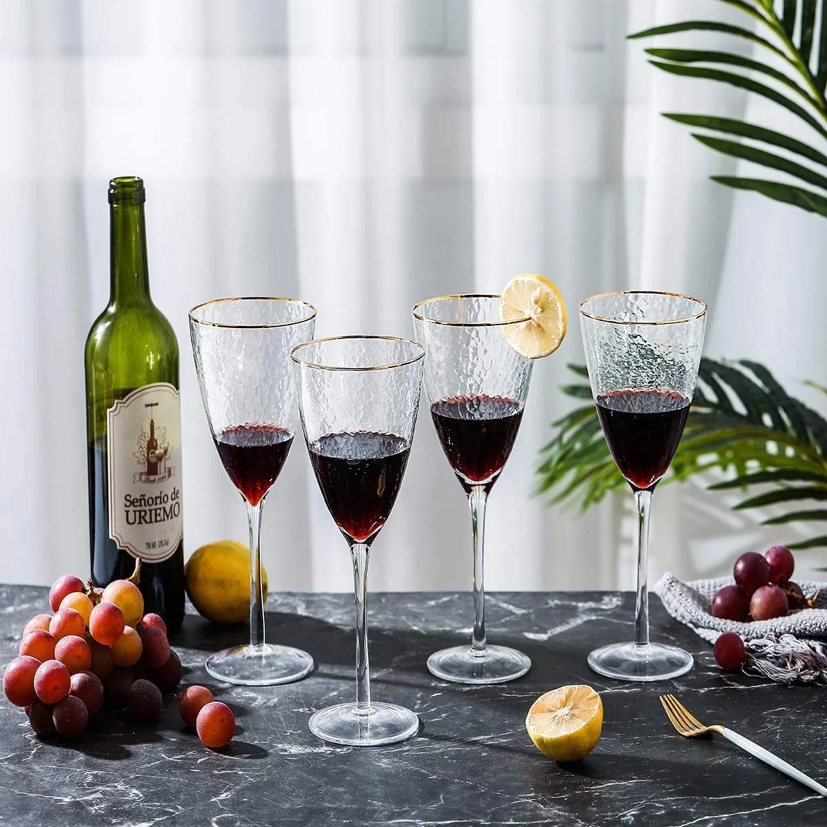 Copas de vino tinto de cristal – Elegante copa de vino rojo/blanco hecha de  cristal de alta calidad 100% sin plomo