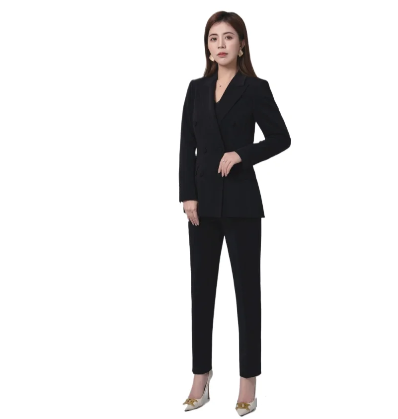 Lady 2024 Europe Style Fashion Designed Slim Fitted Suit Set Long Sleeve Women Office Business Suit