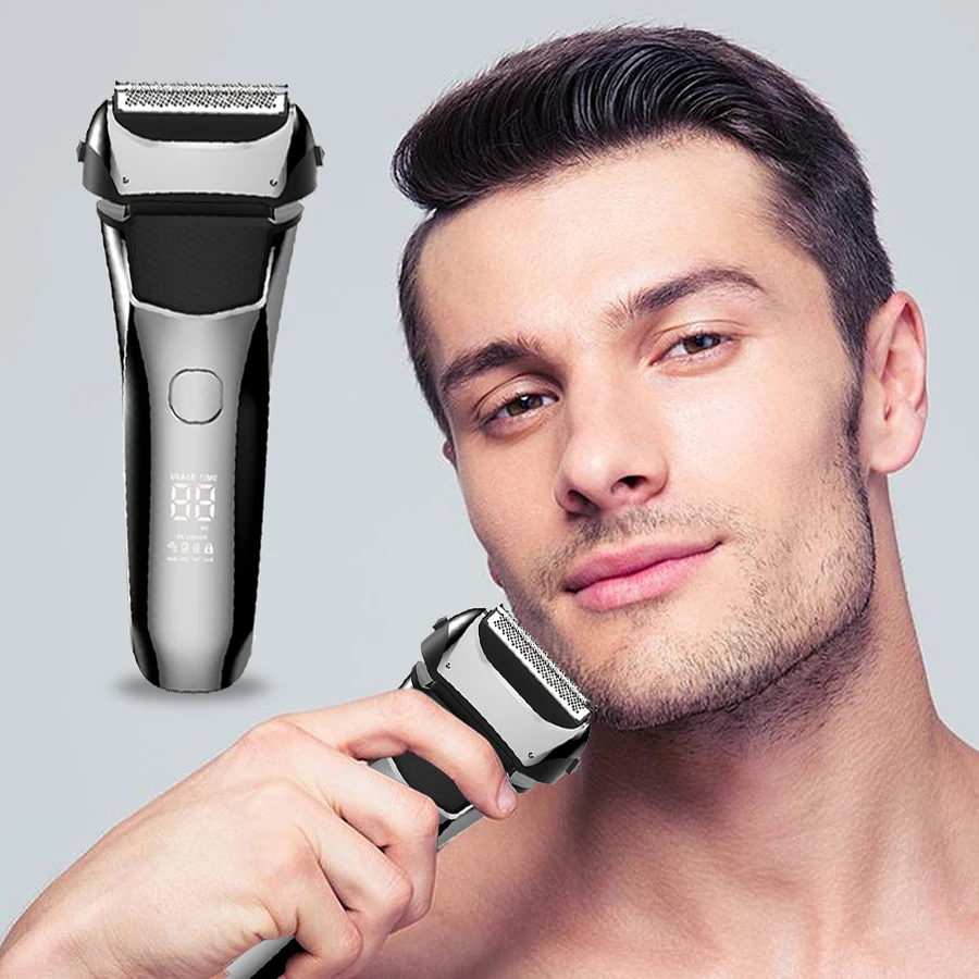 Professional USB Rechargeable Electric Shaver Twin Blades Head Razor with Foil Shaver for Beards Trims for Household RV Use details