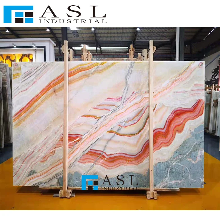Factory direct Colorful agate slab cream onyx tile marble gold pineapple crystal translucent light yellow onyx tiles and marbles