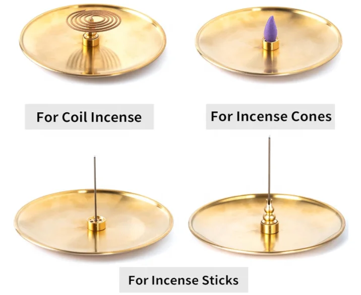 Porta Palo Santo, 5 in 1 bruciatore di incenso, con raccogli ceneri in alluminio da 14 cm,porta incenso a bobina di cono, decorazione ideale per la casa