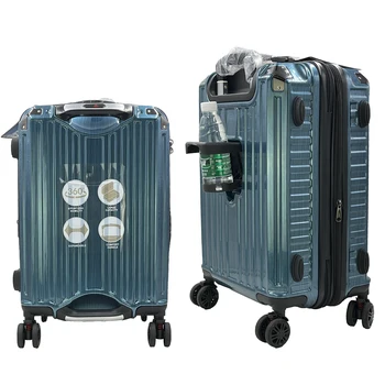 Double Handle Trolley Luggage Case New Design Luxury  Cup holder Suitcase Set Expandable Zipper Travel bag