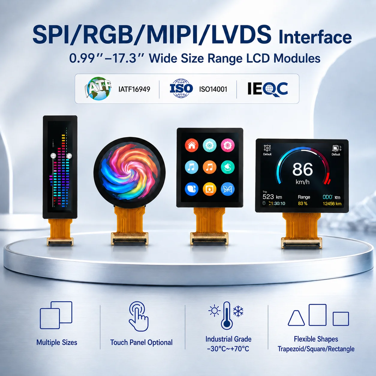 Fast Customization Engineering Support 0.99 - 17.3 Inch TFT Touch LCD Screen Display Module With Factory Price