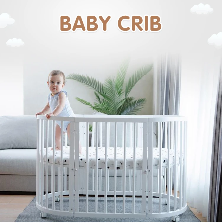 European Style Height Adjustable Multifunction Oval Cribs For Baby Buy Hot Sale Solid Wooden