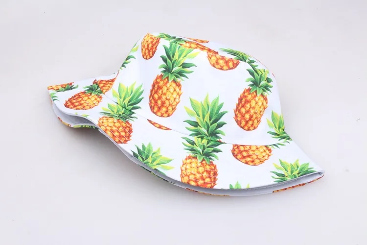 Wholesale High Quality Pineapple Print Folding Outdoor Sun Hat Designer Hat Fashion Pineapple ...