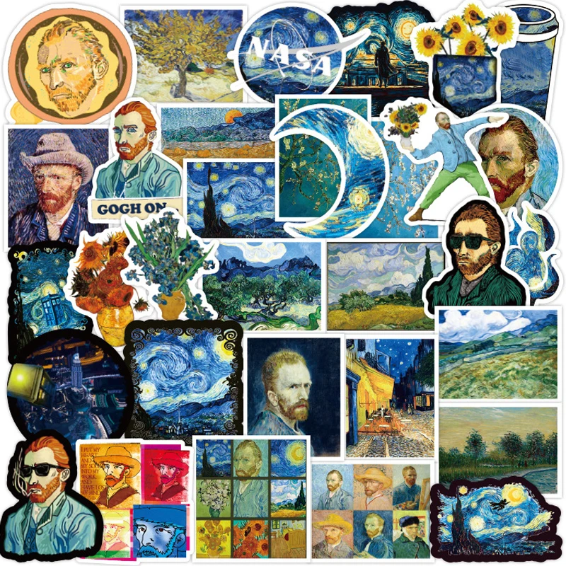 50pcs van gogh art painting label