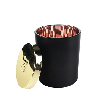 CJ804 High Quality Beautiful Unique Black Candle Jars With Rose Gold ...