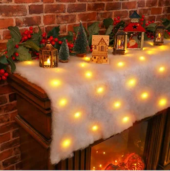 150*40 CM LED table flag Christmas ornament snow blanket LED light illuminated table runner fake snow decoration