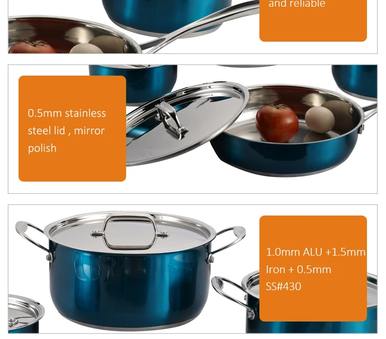 Non Stick Set Kitchenware Set Stainless Steel Cooking Pot And Pans Kitcheware Cookware Sets manufacture