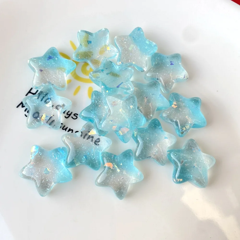 Wholesale Cheap Resin Charm Transparent Colorful Start With Glitter Plastic Accessories For Diy