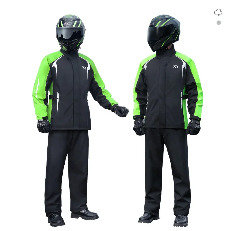 Custom logo raincoat waterproof motorcycle rain coat rain suit green travel polyester bicycle rainwear