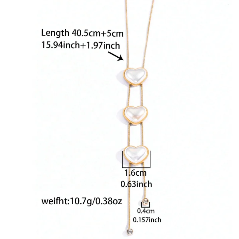 Stylish Gold Clock Love Pearl Layering Titanium Steel Two Piece Set Pendant Necklace main image 1