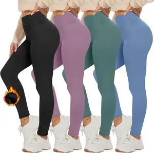 Women's Fleece Lined Leggings High Waist Tummy Control Yoga Pants Winter Slimming Workout Running Yoga Leggings