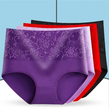 Plus Size L-XXXL Sexy Women breathable fashion Underwear Cotton Briefs High waist Women Panties
