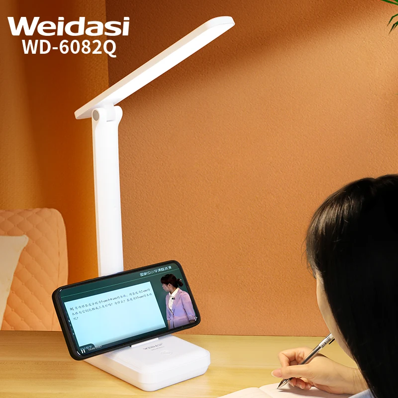Foldable Design LED Reading Lamp Third Gear Brightness Desk Reading Light with Phone Holder