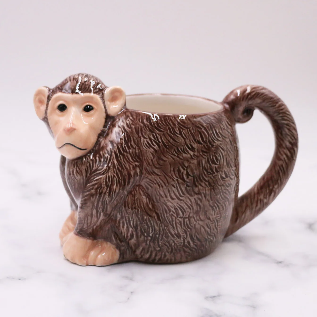 Artificial Monkey Design Ceramic Animal Shaped Coffee Mugs for Kid Drinkware