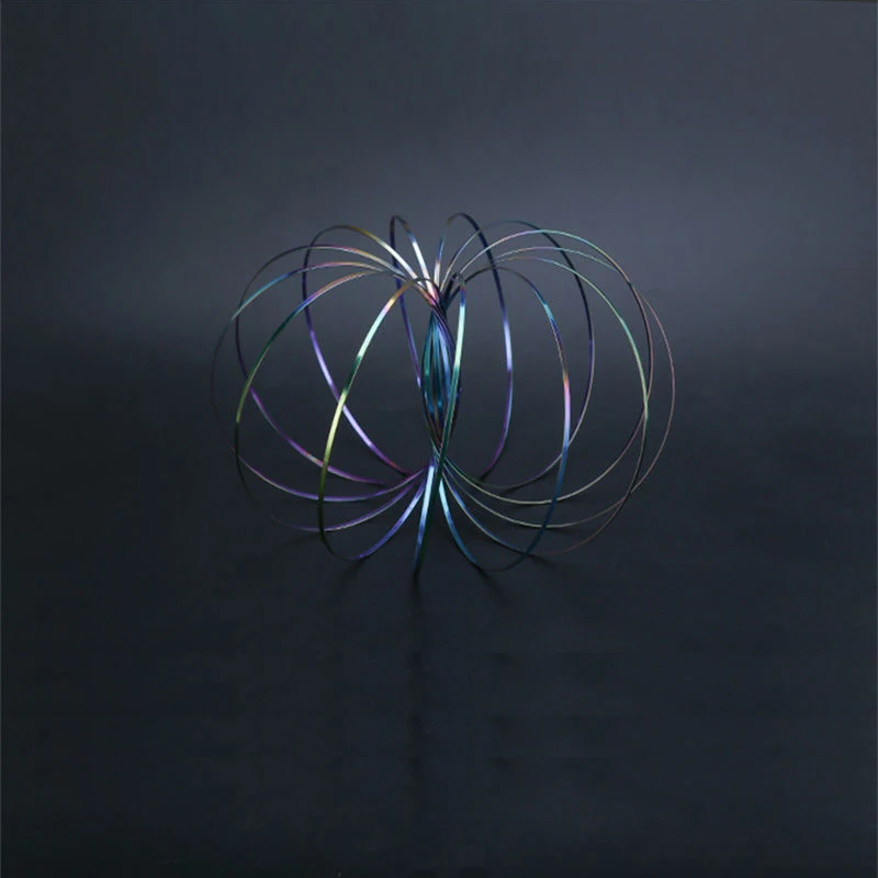 Latest Decompression Color Rainbow Magic Ring Spring Toy 3D Flow Ring 304 Stainless Steel Magic Ring Bracelet 3D Mobile Toy